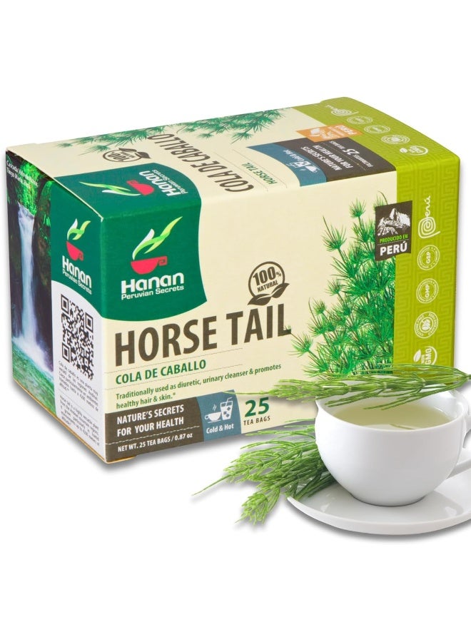 Hanan Horsetail Tea (Cola de Caballo) - 25 Teabags of All-Natural Horse Tail from Peru a.k.a. Shavegrass, Snake Grass, Equisetum, Puzzlegrass - Image 1